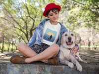 Dog and His Guy Sunset Heavy Cotton Tee
