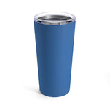 All is Bright Insulated Tumbler  - Image Description - Royal blue insulated tumbler with a clear lid. 